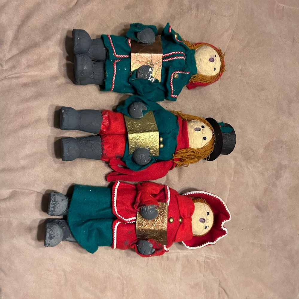 Vintage handmade paper mache Christmas choir figurines, over a foot tall,display